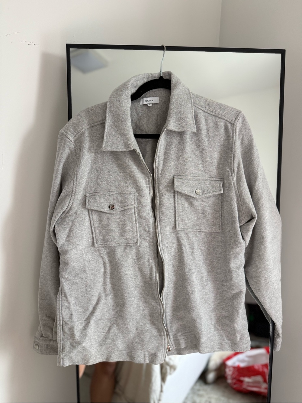 Reiss Light Gray Lightweight Shirt Jacket